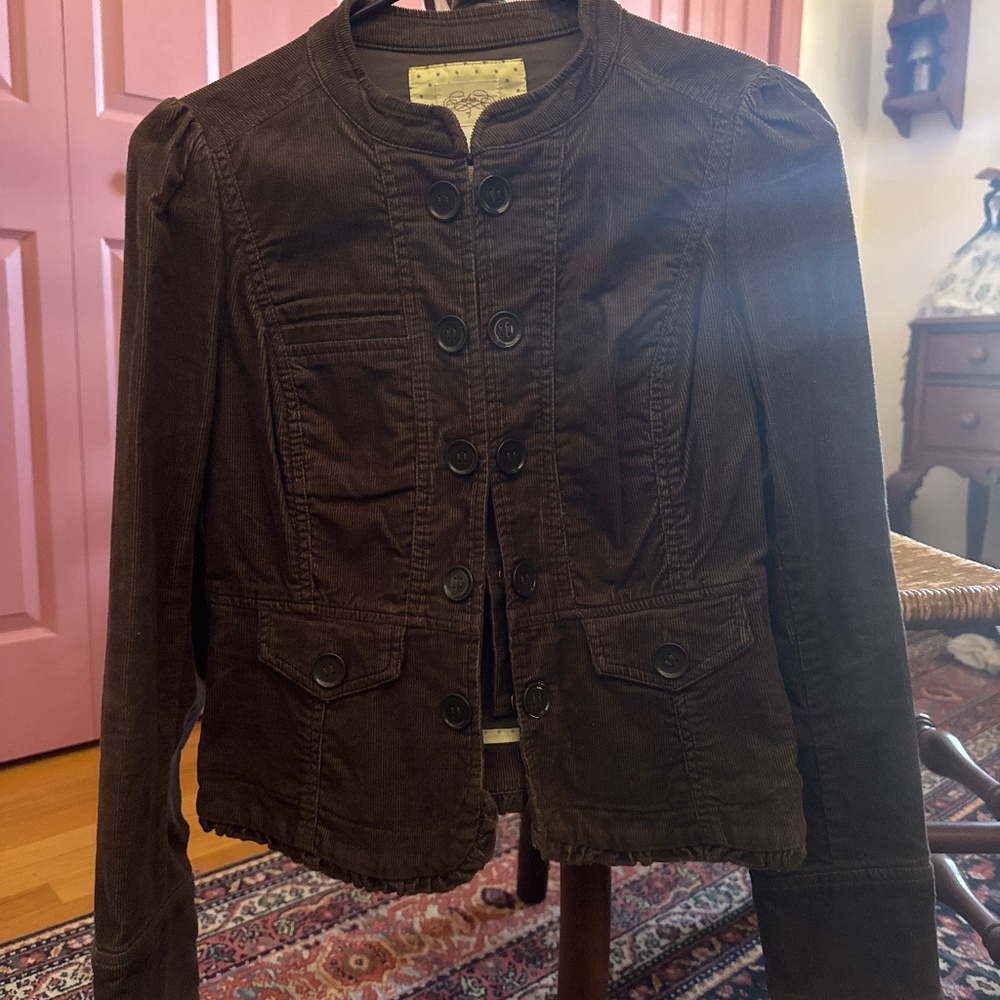 Ciera Anthropologie corduroy peplum jacket